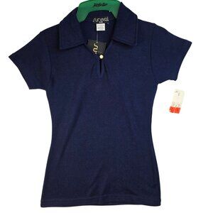 90s Retro Survival Small Short Sleeve Navy Polo Keyhole Vintage Deadstock New
